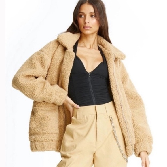 I.AM.GIA Pixie Teddy Tan Oversized Sherpa Coat Women’s sz XS - Picture 3 of 10